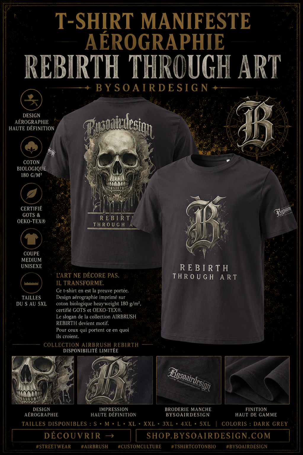 REBIRTH THROUGH ART (T-shirt unisexe en coton biologique)